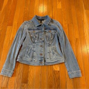 White House Black Market Blue Jean Denim Jacket Women’s Sz Small Button Front